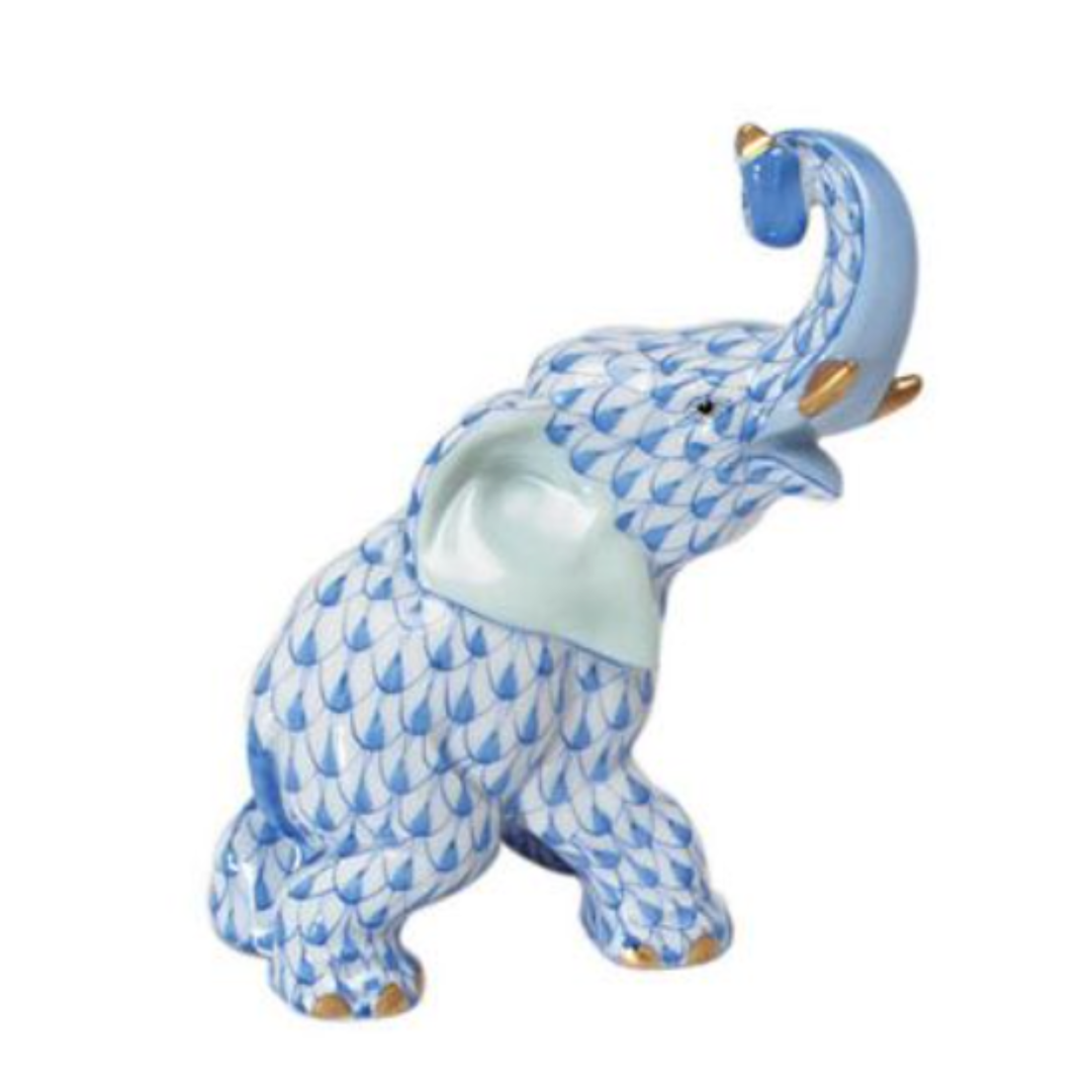 HEREND JOYFUL ELEPHANT - GREEN BLUE