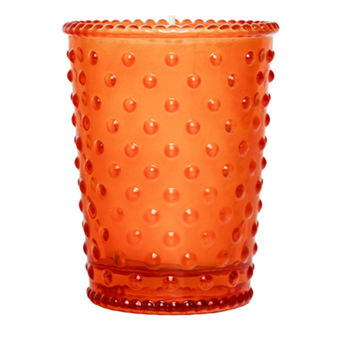 K HALL STUDIO LLC Sicilian Orange Votive Hobnail Glass Candle