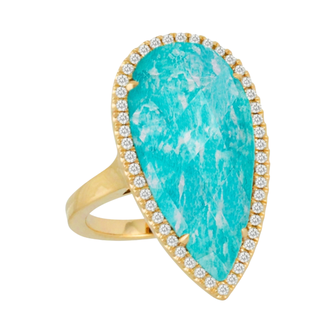 DOVES DORON PALOMA Amazon Breeze 18K Yellow Gold Ring With Quartz Over Amazonite Default Title