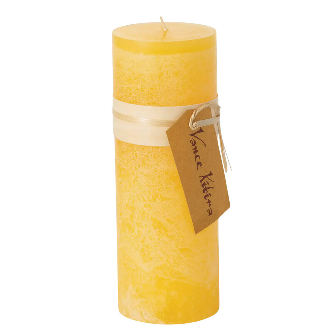 VANCE KITIRA Tall Pale Yellow Timber Candle