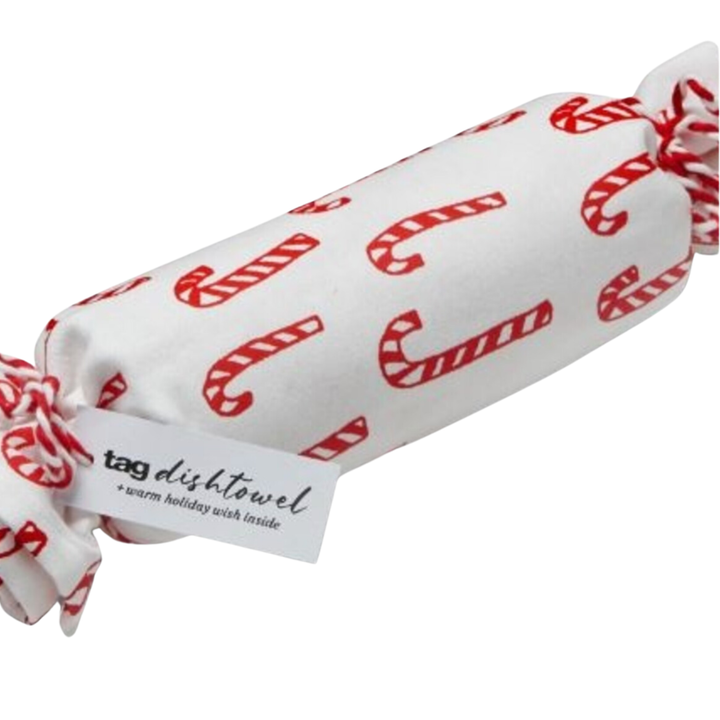 TAG Candy Cane Cracker Dishtowel