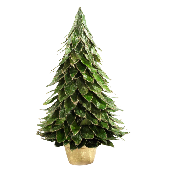 ZODAX Natural Large Leaf Christmas Tree In Gold Pot