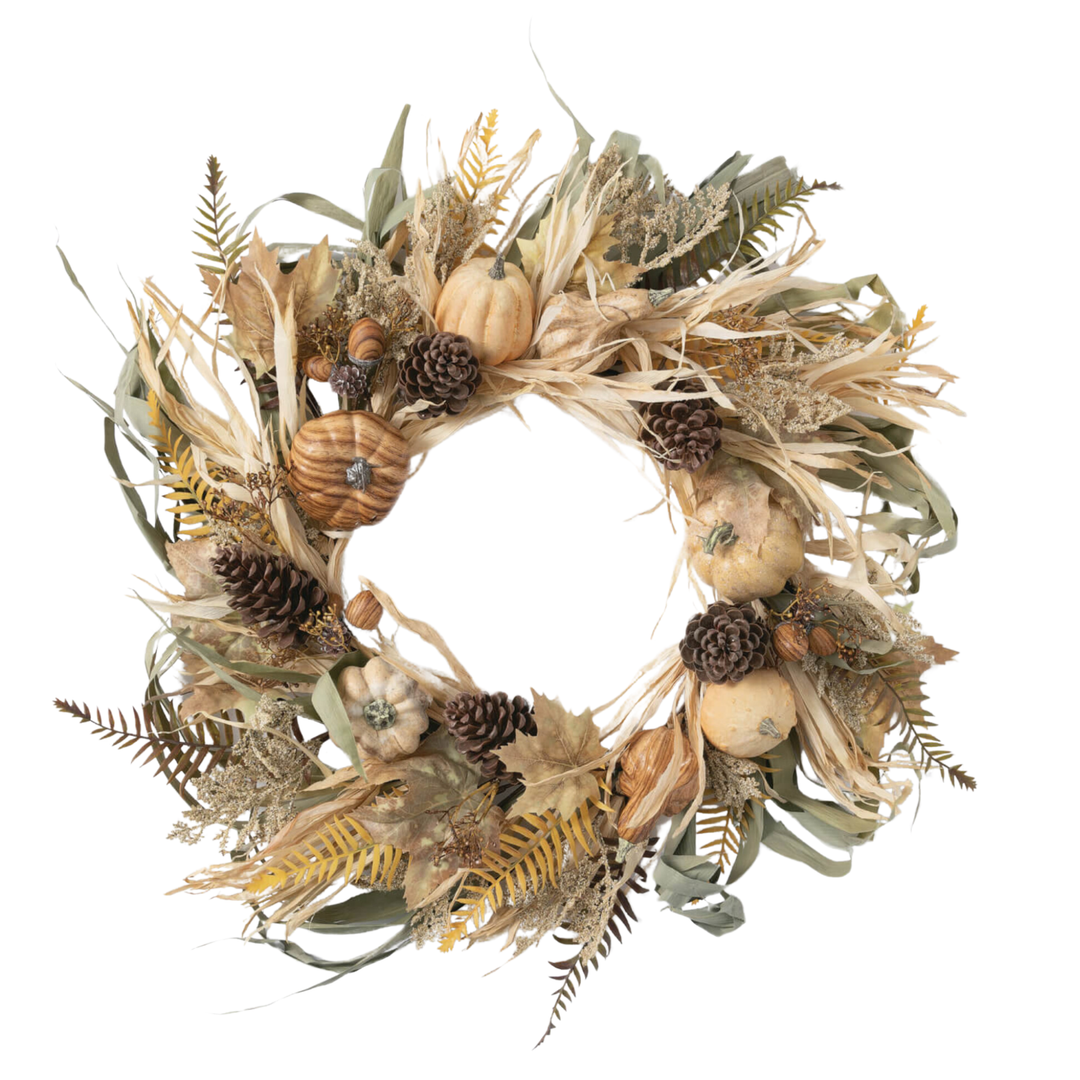 SULLIVANS White Pumpkin Husk Fall Wreath