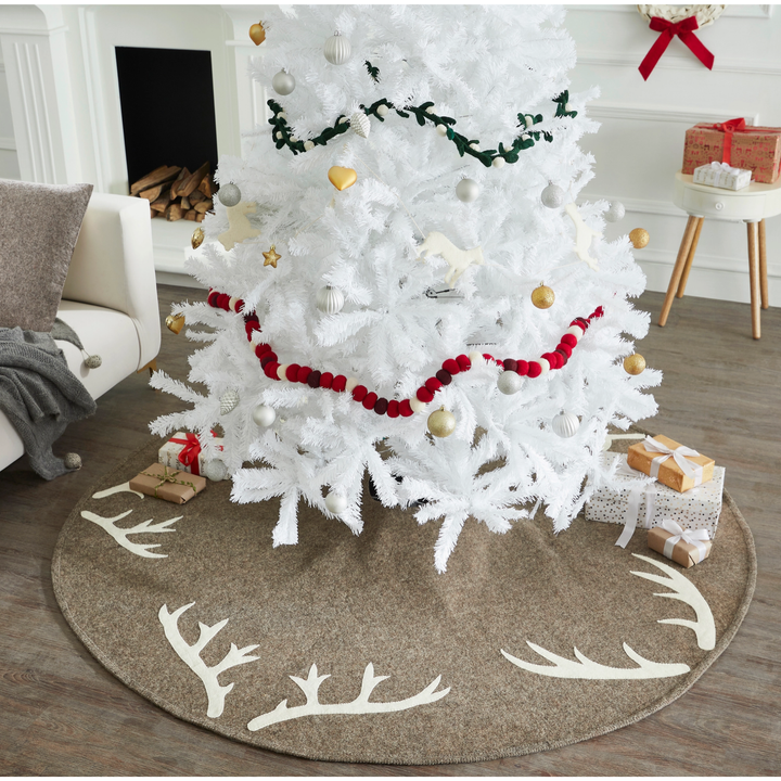 ARCADIA HOME Hand Felter Tree Skirt With Antlers