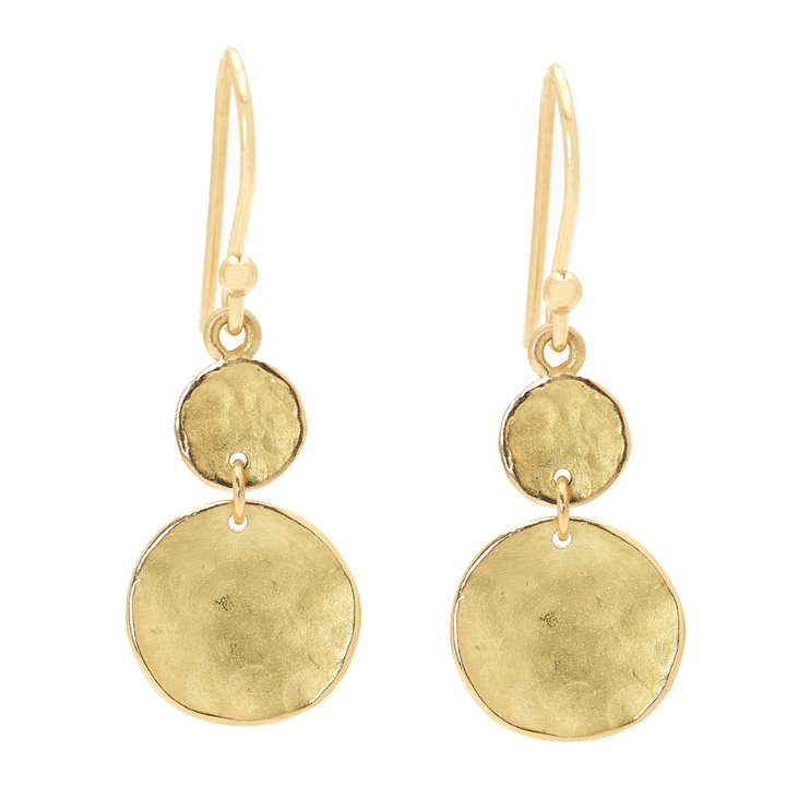 ANNE SPORTUN 18K YELLOW GOLD HAMMERED DISC EARRINGS