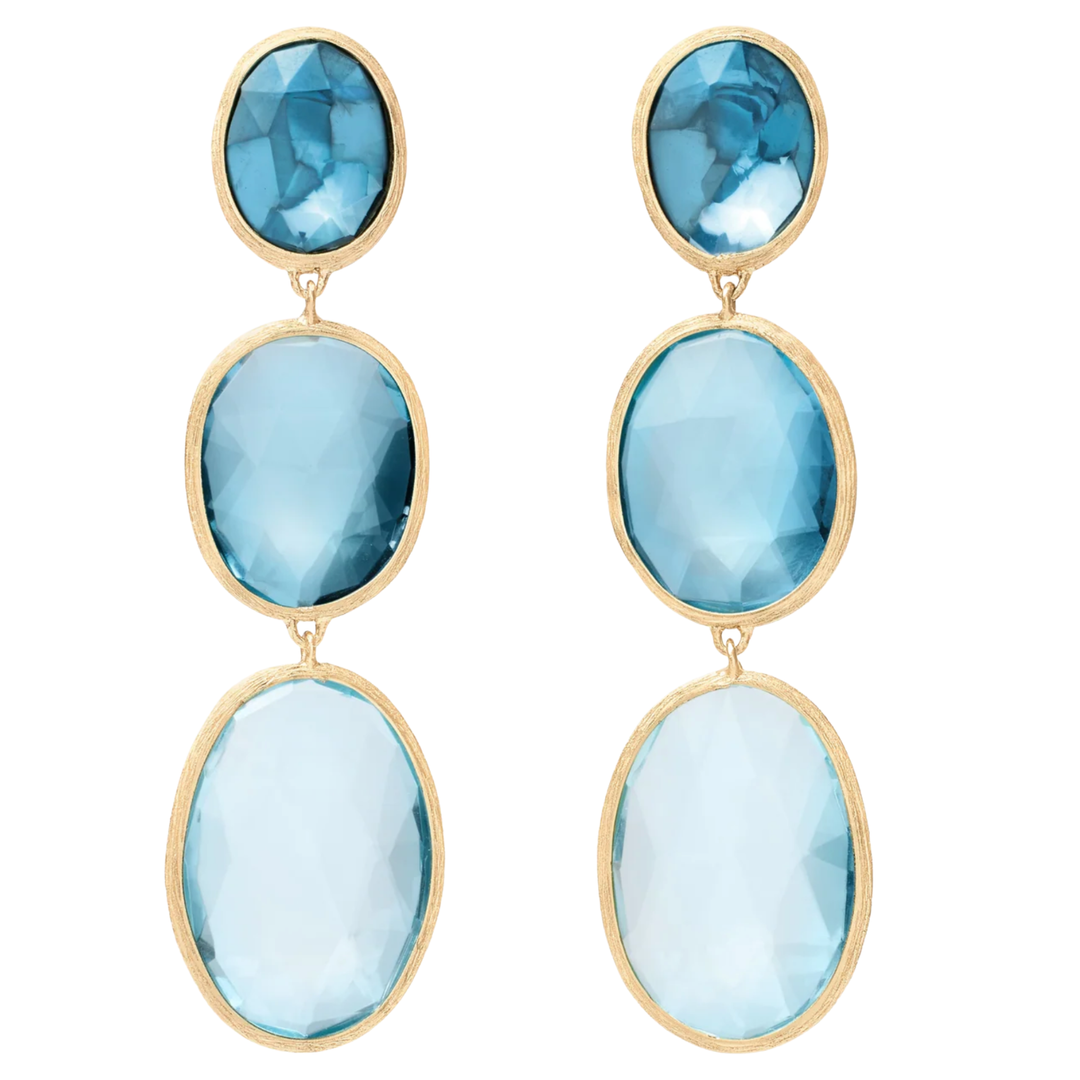 MARCO BICEGO Lunaria 18K Yellow Gold Three-Stone Mixed Topaz Earrings Default Title