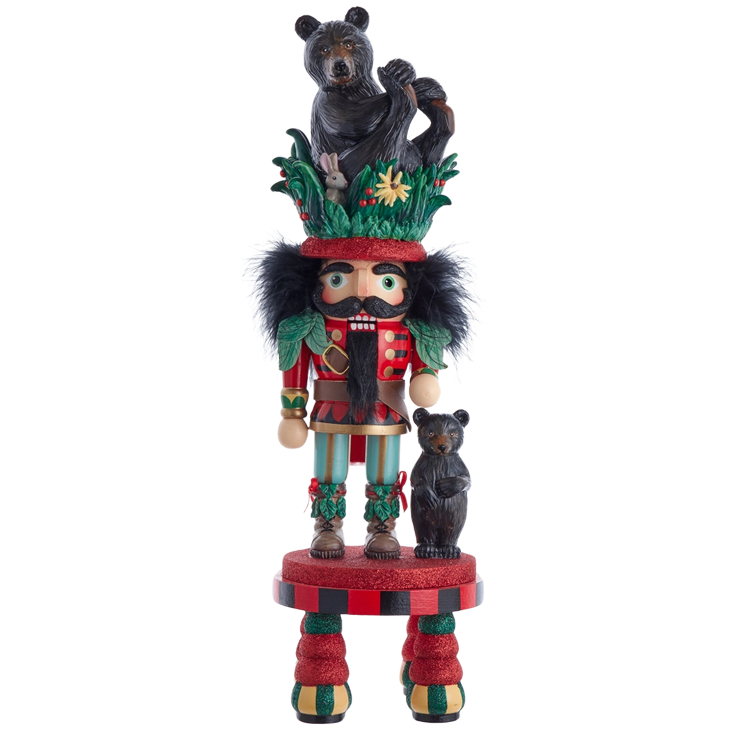 KURT ADLER Hollywood Black Bear Hat Nutcracker