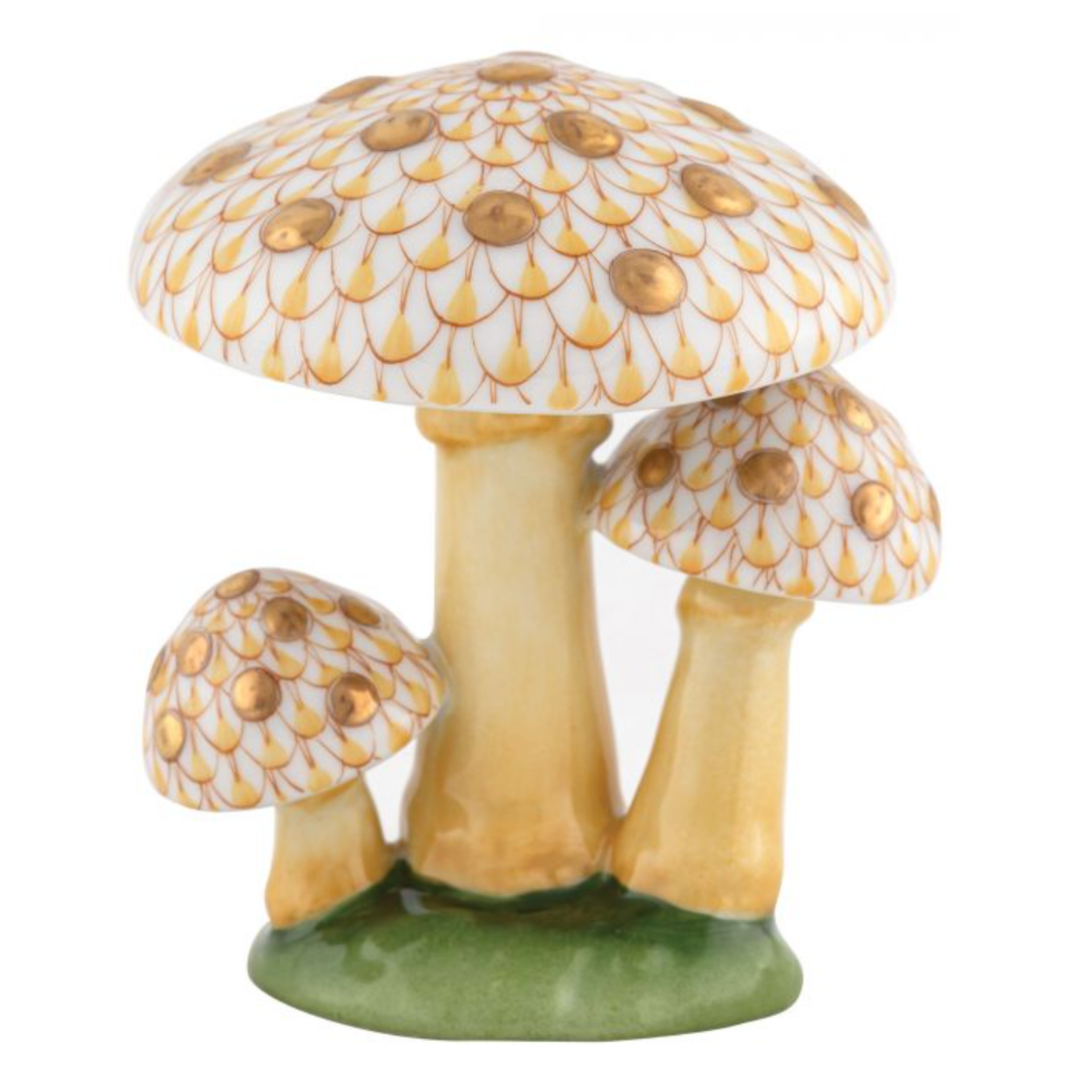 HEREND Mushroom Trio BUTTERSCOTCH