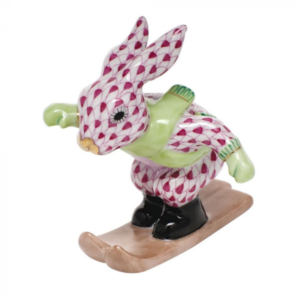 HEREND Ski Bunny In Raspberry