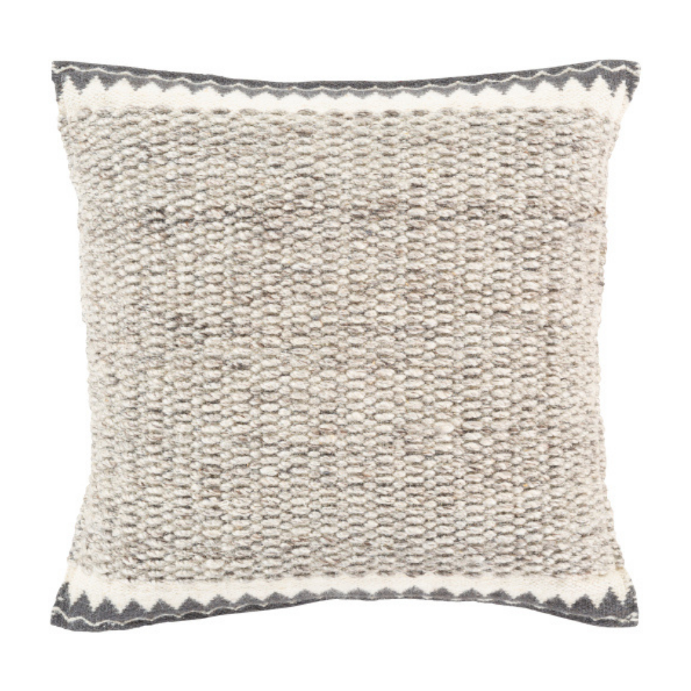 SURYA FAROE WOVEN PILLOW IVORY/DARK BRN/CREAM/CHARCOAL 22X22