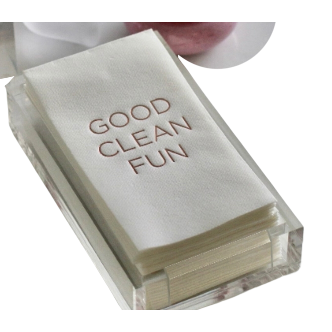 LINED DESIGN Acrylic Tray With Guest Towels Of Good Clean Fun