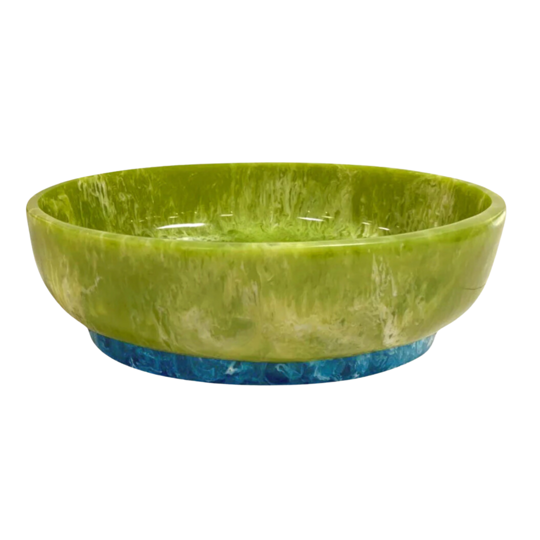 BEATRIZ BALL Resin Rio Large Oval Bowl With Base Green And Blue