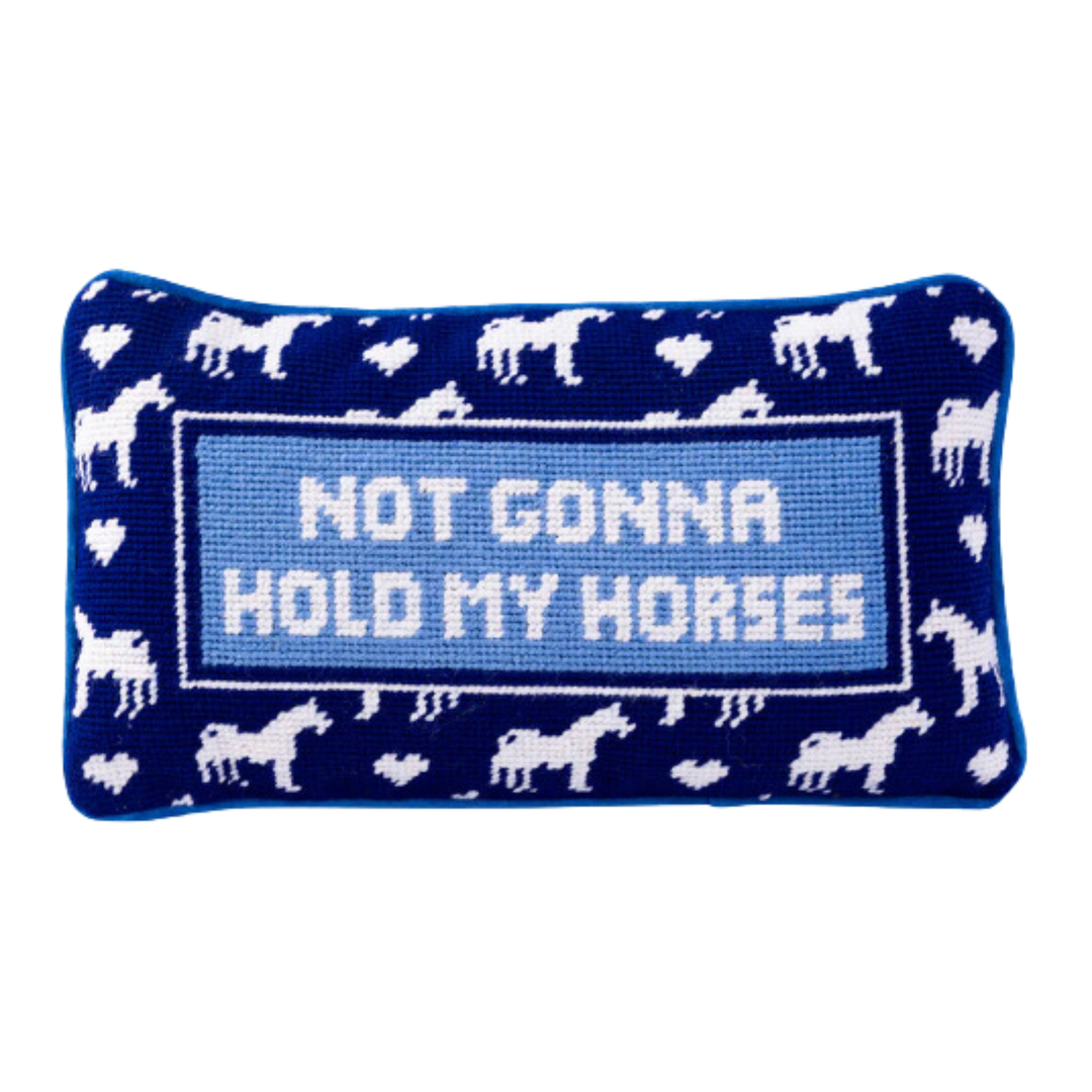 FURBISH STUDIO Hold My Horses Needlepoint Pillow