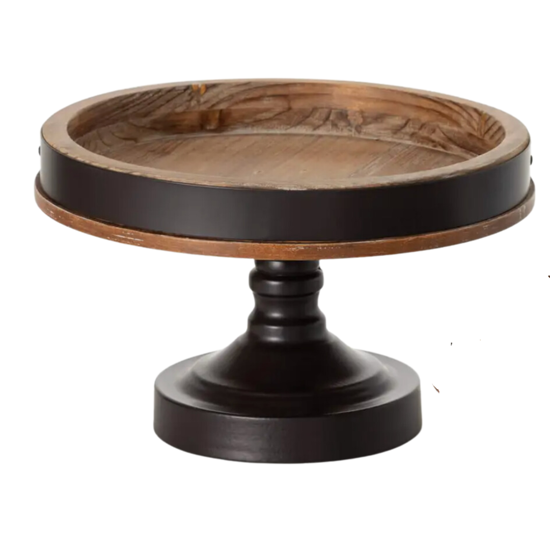 SULLIVANS Large Wood And Black Round Riser