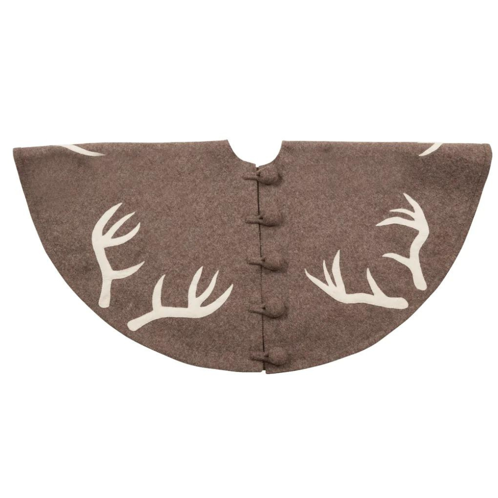 ARCADIA HOME Hand Felter Tree Skirt With Antlers