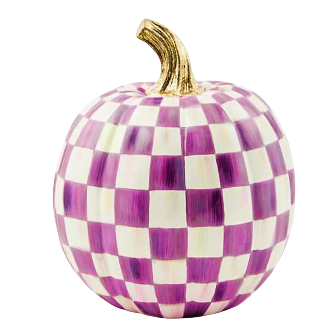 MACKENZIE CHILDS Small Plum Check Pumpkin