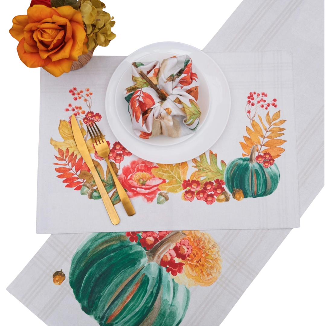 C&F HOME Fall Harvest Teal Green Pumpkin Table Runner