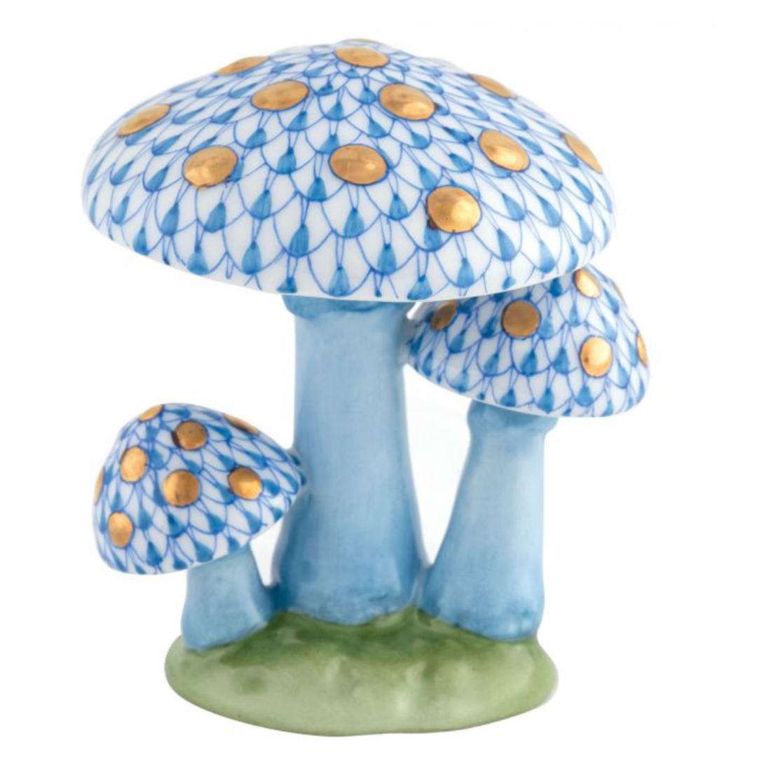 HEREND Mushroom Trio BLUE