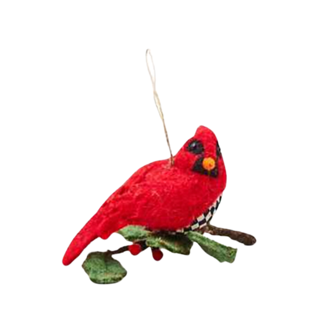 MACKENZIE CHILDS Cozy Christmas Felt Cardinal Ornament