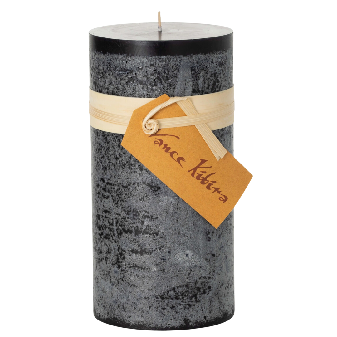 SULLIVANS Distressed Black Timber Pillar Candle