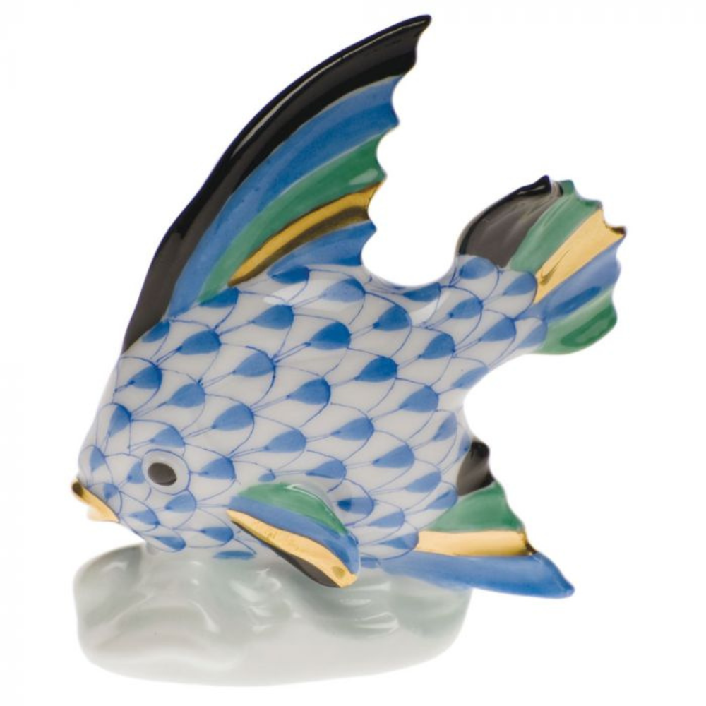 HEREND Ornamental Fish Table Decor BLUE