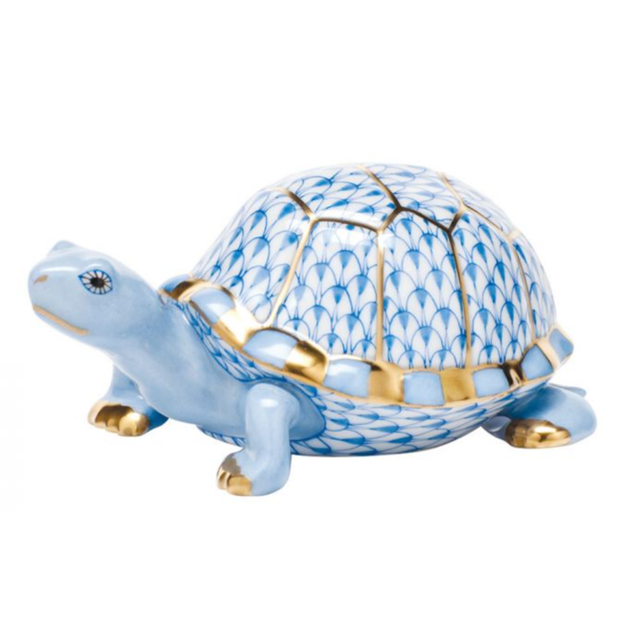 HEREND Small Box Turtle BLUE