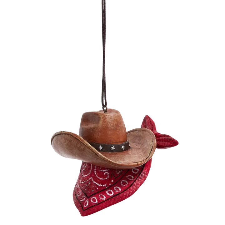 KURT ADLER Cowboy Hat With Bandana Ornament Color Selection Is Not Available