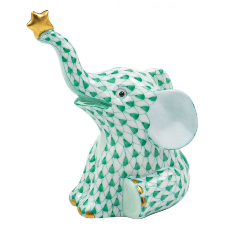 HEREND Reach For The Stars Elephant GREEN