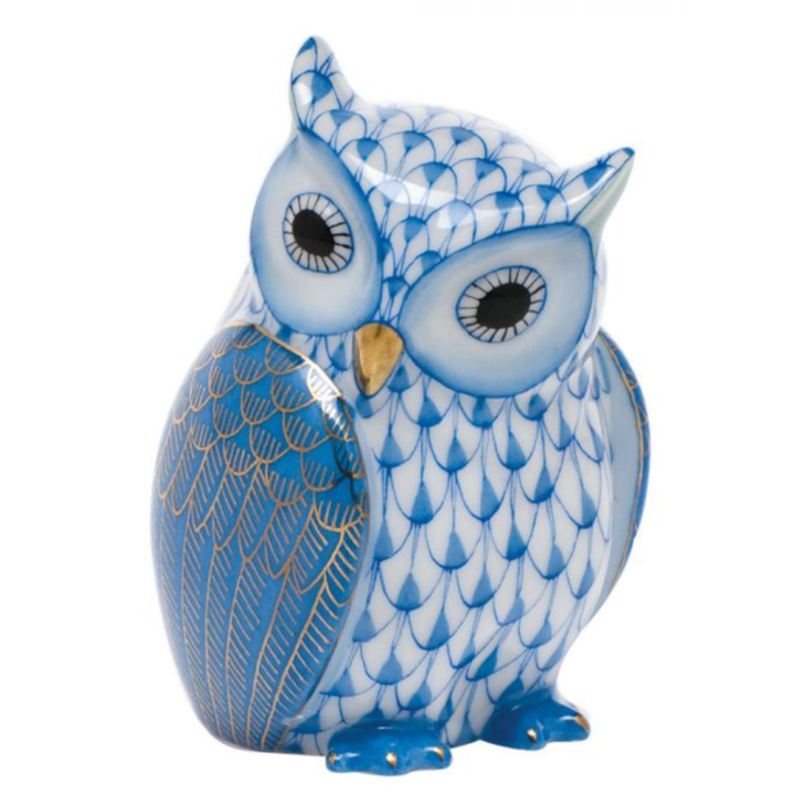 HEREND Mother Owl BLUE