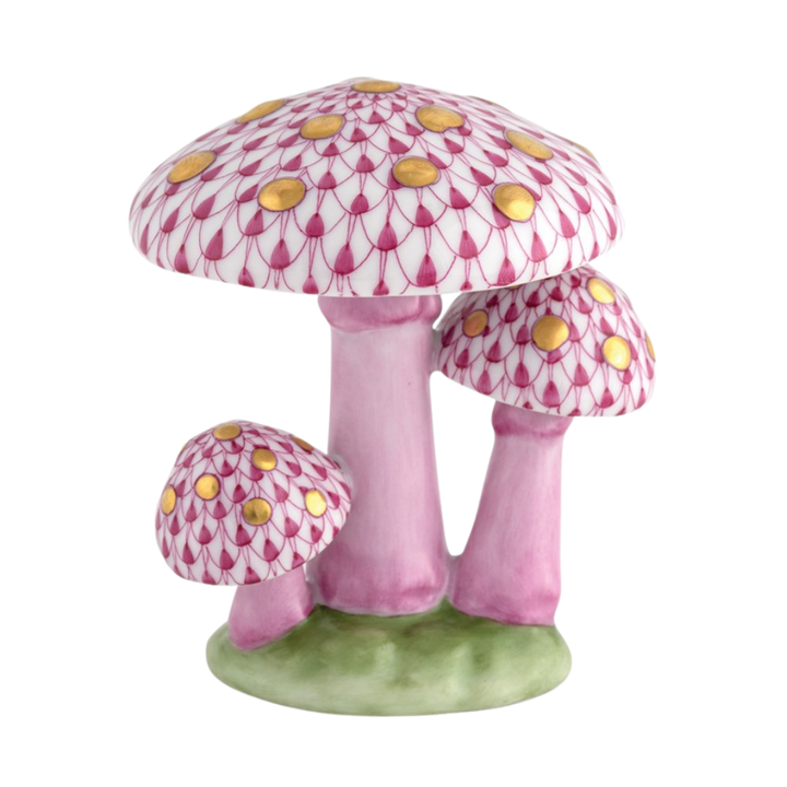 HEREND Mushroom Trio RASPBERRY