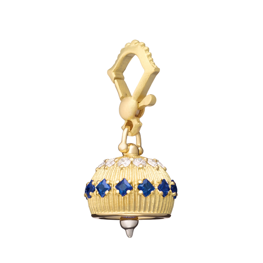 PAUL MORELLI 18K Yellow Gold Meditation Bell With Diamonds and Blue Sapphire