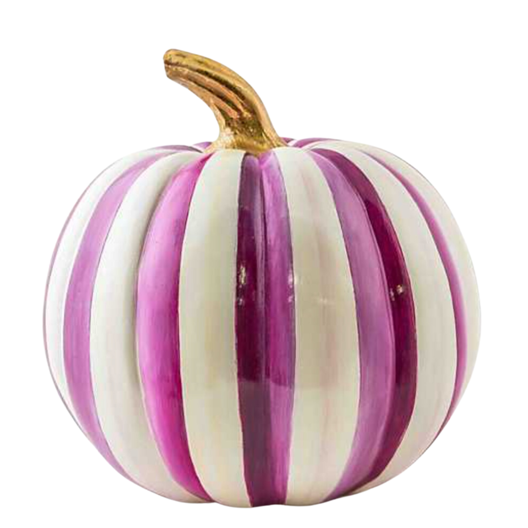 MACKENZIE CHILDS Plum Stripe Medium Pumpkin