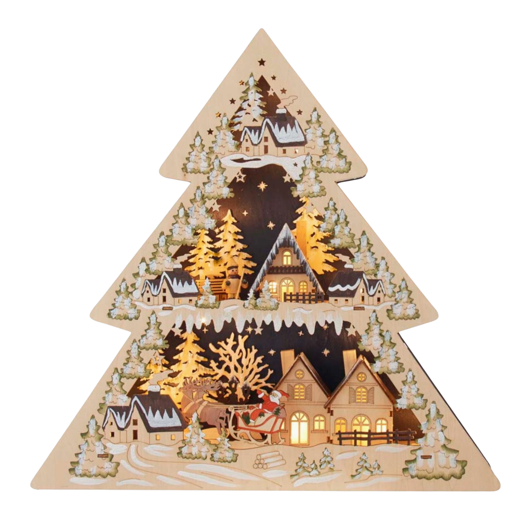 KURT ADLER Light-Up Tree Shaped Village