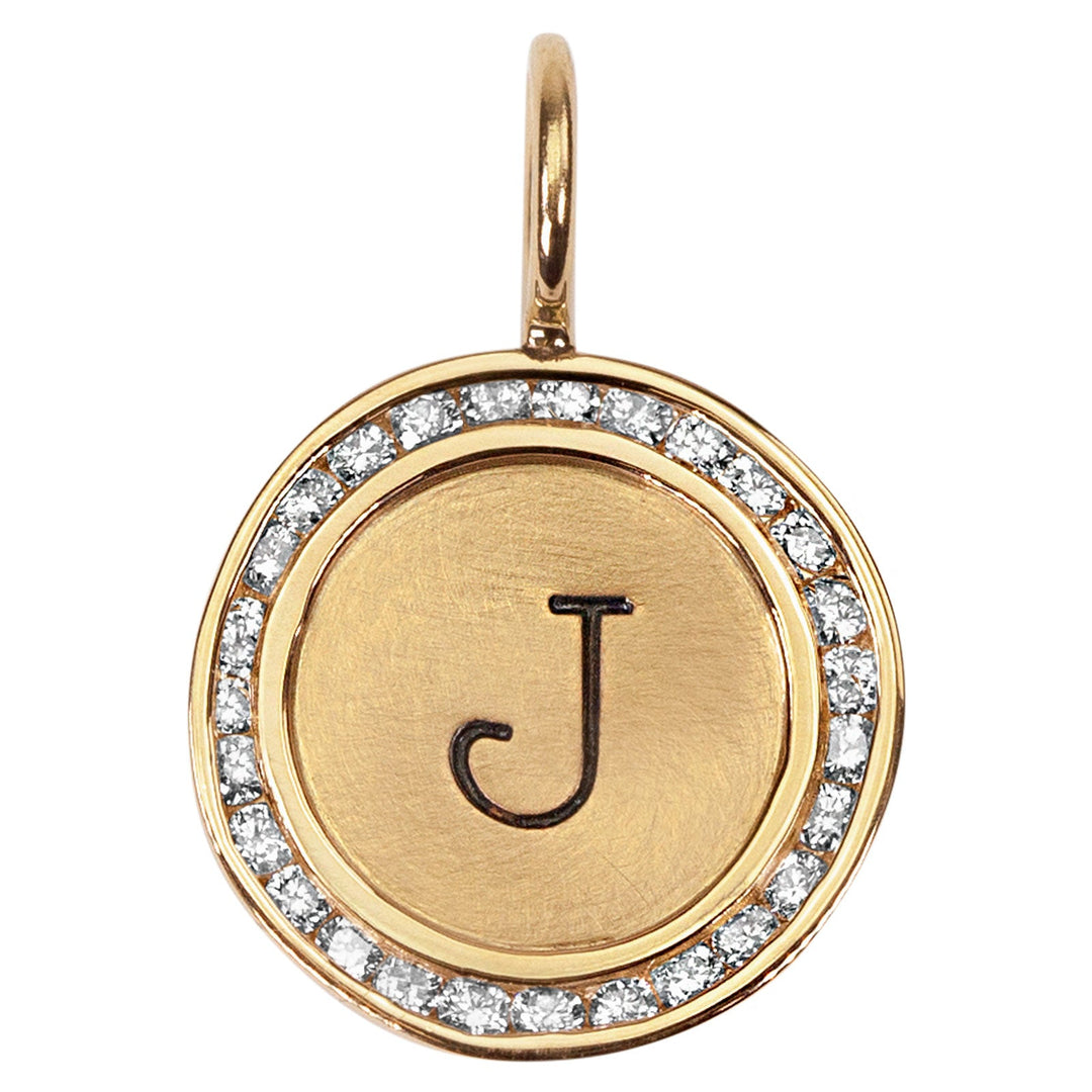 HEATHER B. MOORE 14K YELLOW GOLD DIAMOND CHANNEL SET INITIAL CHARM