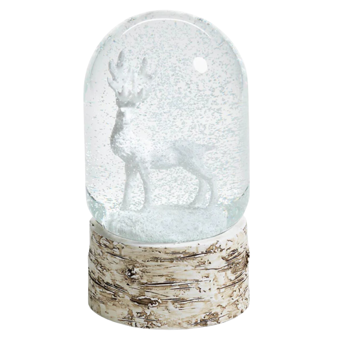 ZODAX Snowglobe On Birch With White Moose