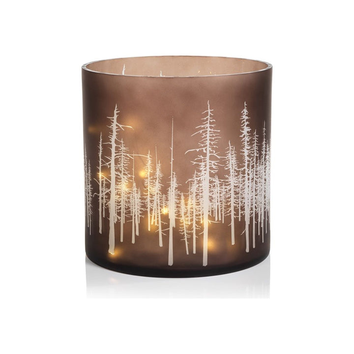 ZODAX Birch Etched Large Hurricane LED Candle