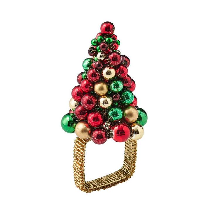 KIM SEYBERT CHRISTMAS BAUBLES NAPKIN RING - RED, GREEN & GOLD