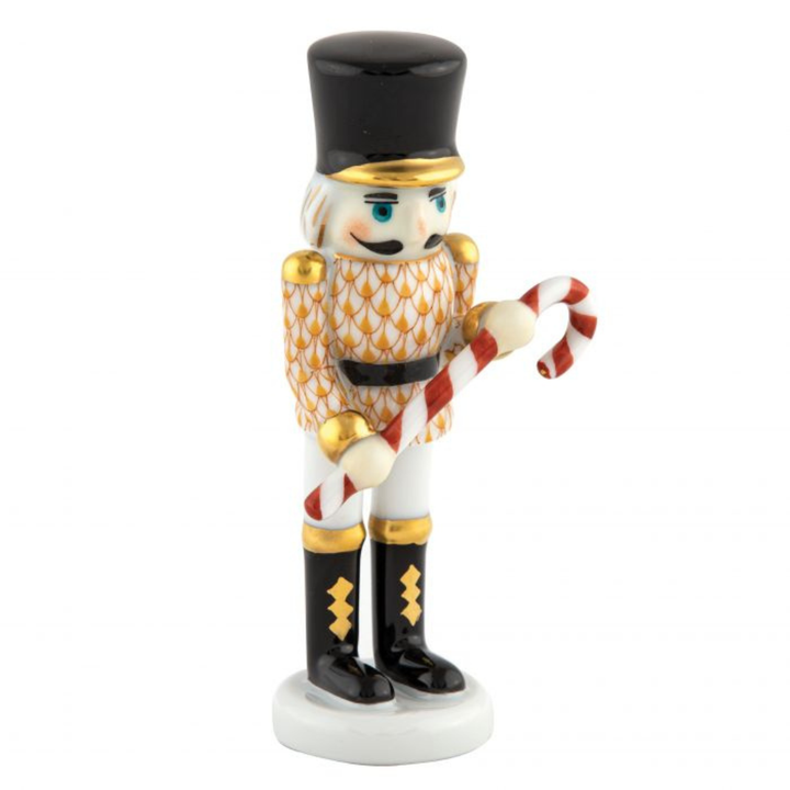 HEREND Small Nutcracker With Candy Cane BUTTERSCOTCH