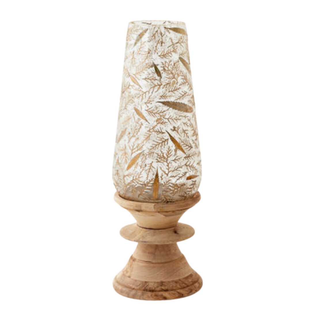 180 DEGREES Large Hurricane Candle Holder With Wood Base