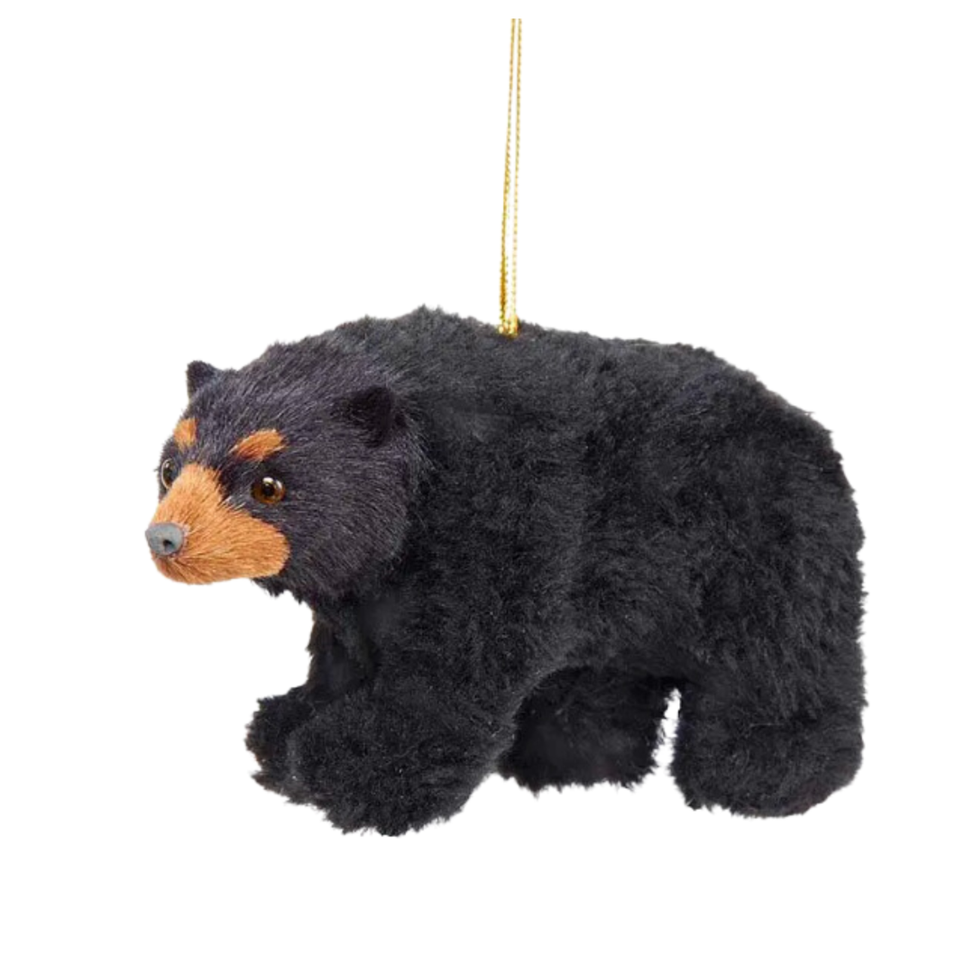 KURT ADLER Plush Black Bear Ornament