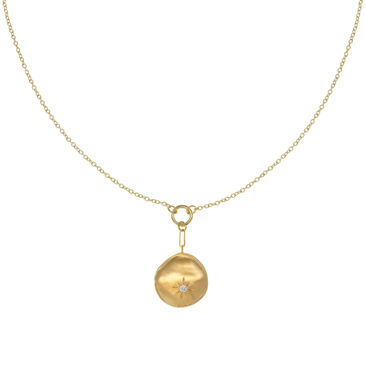 ANNE SPORTUN 18K YELLOW GOLD SINGLE STAR DIAMOND LUNA NECKLACE