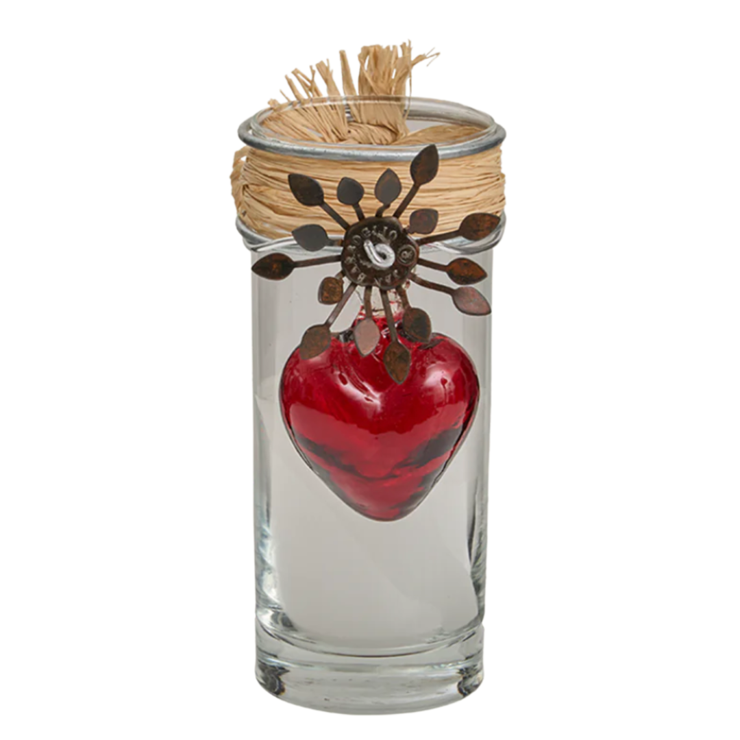 JAN BARBOGLIO Adelita Glass Scared Heart Votive Candle