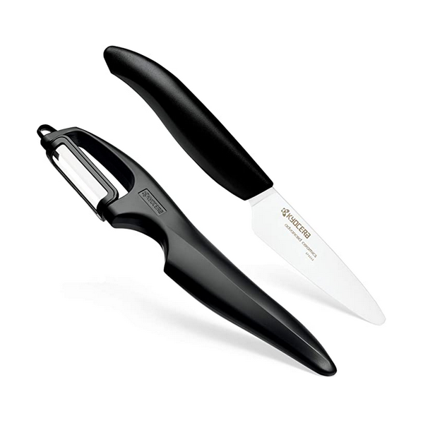 KYOCERA KYOCERA CERAMIC PAIRING KNIFE BLACK AND VERTICAL DOUBLE EDGE PEELER