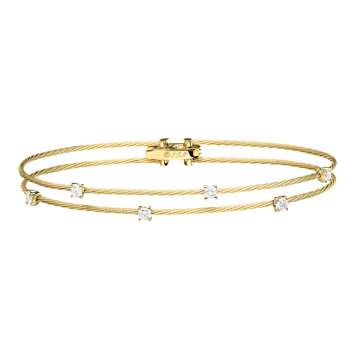 PAUL MORELLI Double Wire Unity Bracelet In Yellow Gold With Diamonds