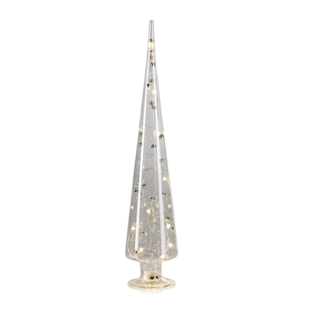 ZODAX Zodax Led Extra Large Glass Tree With Silver Beads