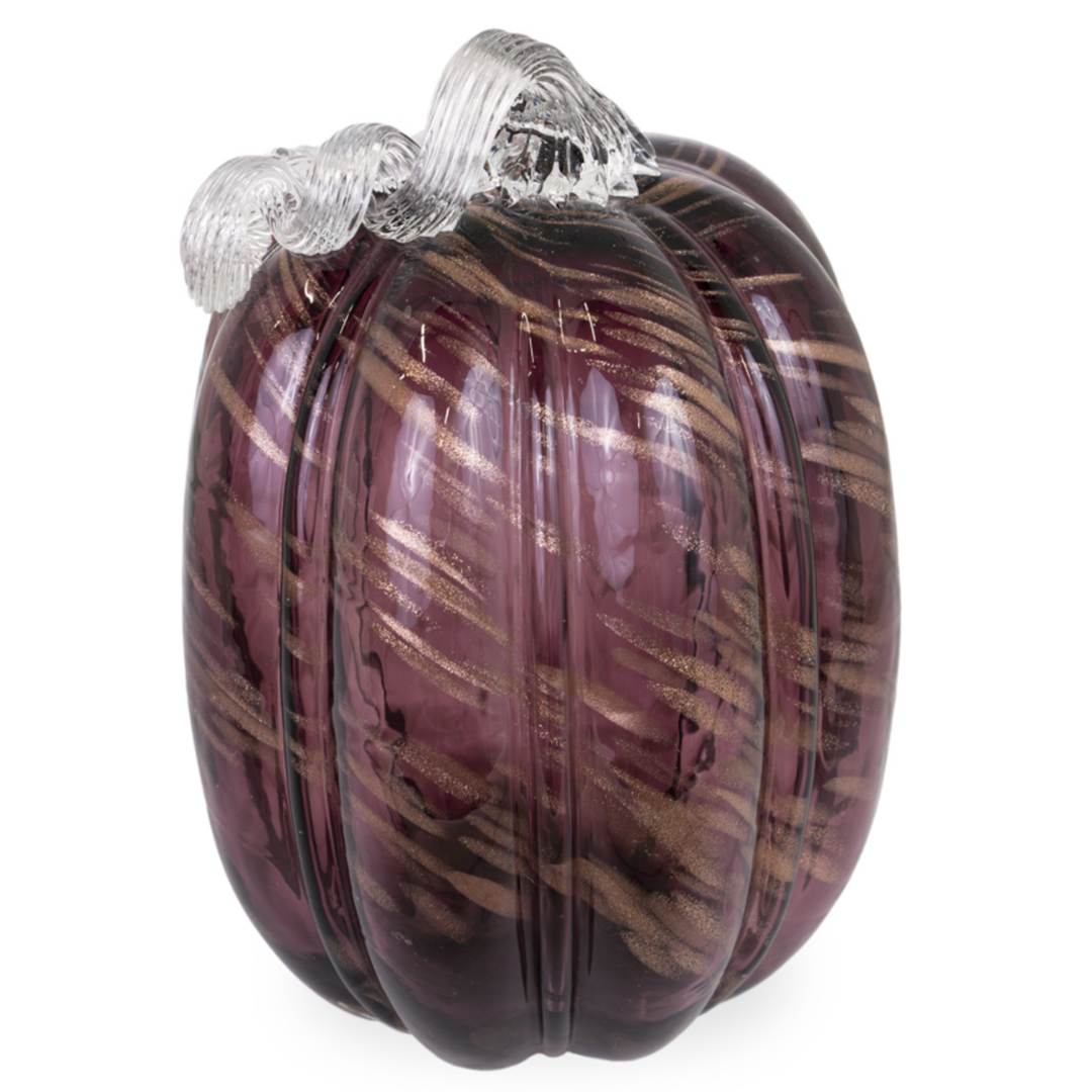 BOSTON INTERNATIONAL Large Mellow Mauve Glass Pumpkin