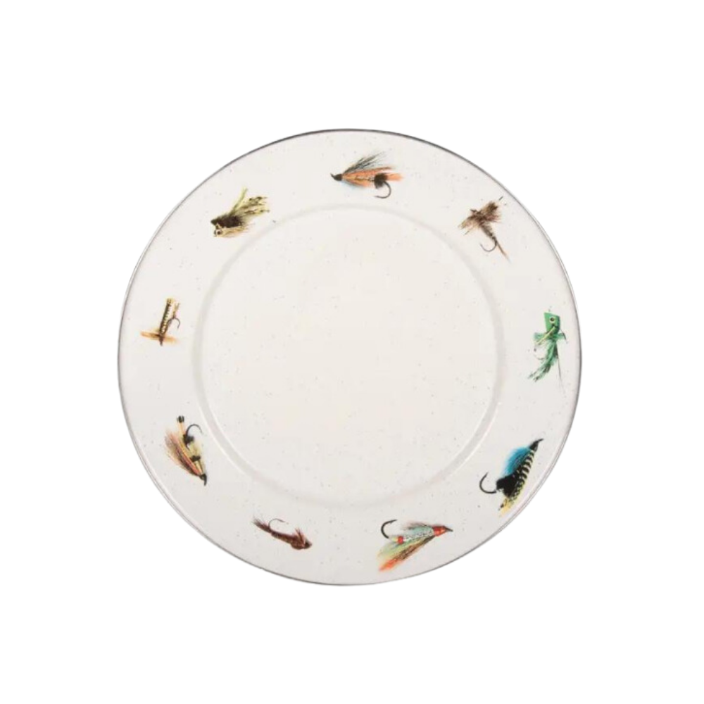 GOLDEN RABBIT Fishing Fly Enamel Dinner Plate