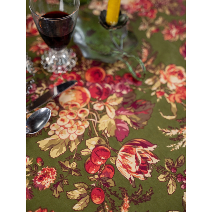 APRIL CORNELL Bountiful Harvest Olive Tablecloth