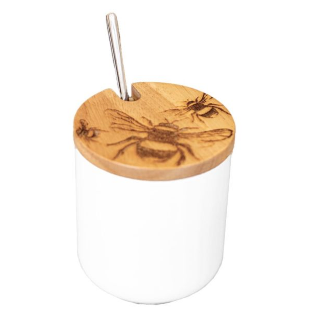 SELBRAE HOUSE Honey Jar With Bee Engraving And Spoon Set