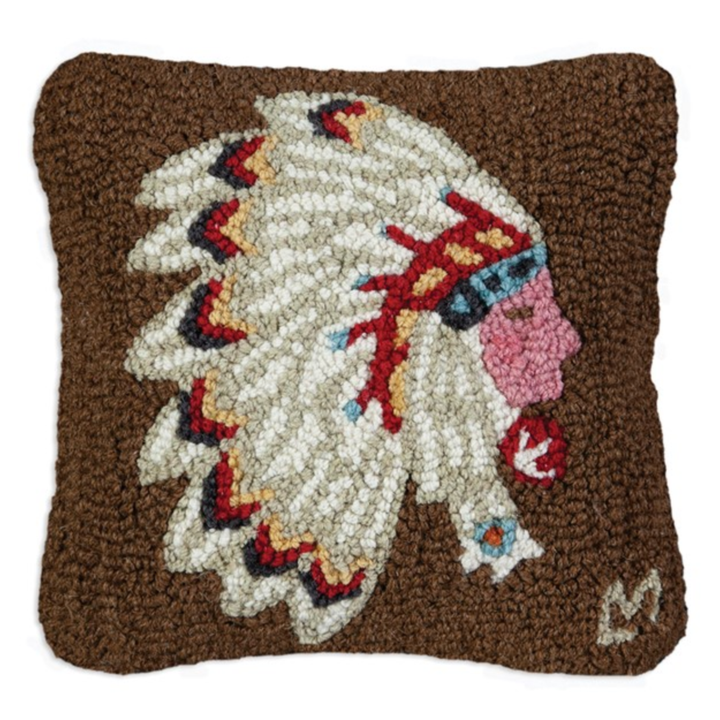 CHANDLER 4 CORNERS Chieftain Hand Hooked Wool Pillow